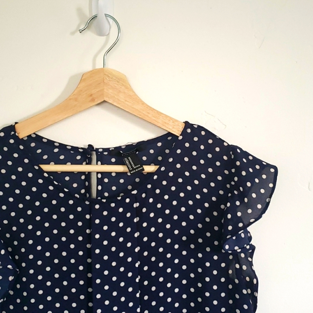 Navy Polka Dot Blouse